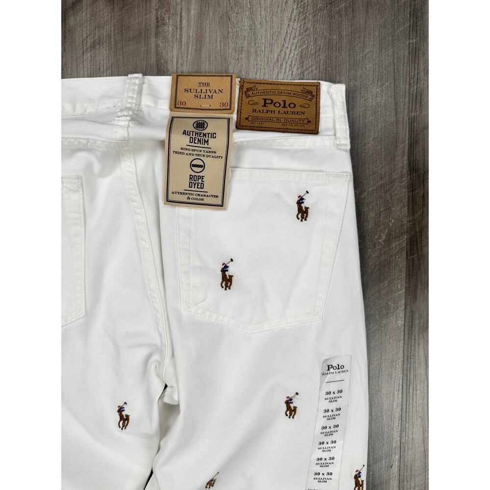 Polo Ralph Lauren Sullivan Slim Pony AOP Stitched Jean in White NWT 30x30 - Picture 4 of 10